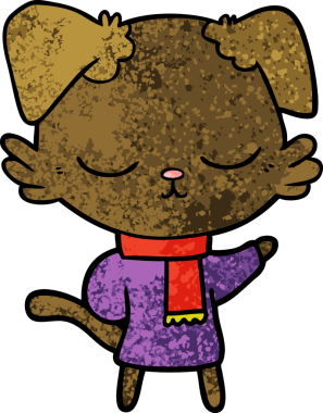 Bir insan tarafından çizilmiş şirin bir çizgi film köpeği.