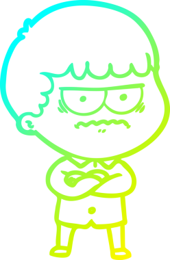 Bir insanın çizdiği karikatür çiziminin soğuk gradyan çizimi