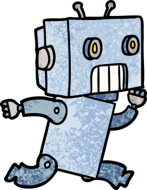 Bir insan tarafından çizilmiş çizgi film robotu