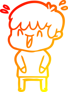 Bir insan tarafından çizilmiş gülen bir çizgi film karakteri çizimi