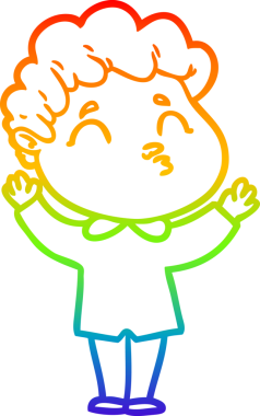 Gökkuşağı gradyan çizgi çizimi bir insan tarafından çizilmiş bir karikatür adam