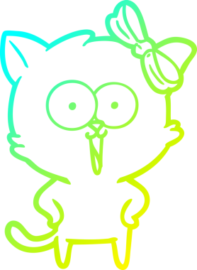 Bir insan tarafından çizilen çizgi film kedisinin soğuk gradyan çizgisi.