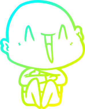 Bir insan tarafından çizilmiş, mutlu, kel bir adamın çizdiği soğuk çizgi.