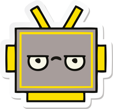 Bir insan tarafından çizilmiş şirin bir robot kafasının çıkartması.