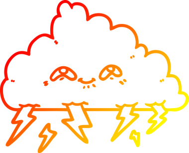 Bir insan tarafından çizilmiş bir çizgi film bulutunun sıcak gradyan çizimi