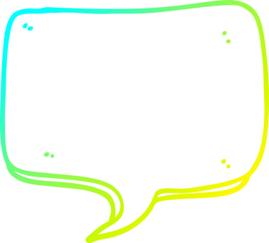 Bir insan tarafından çizilmiş bir çizgi film konuşma baloncuğunun soğuk gradyan çizimi