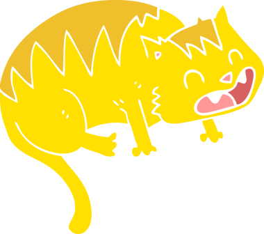 Bir insan tarafından çizilmiş kedinin düz renk çizimi