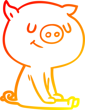 Bir insan tarafından çizilmiş mutlu çizgi film domuzu çizimi.