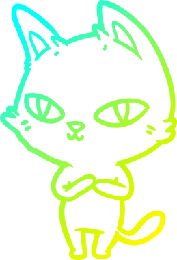 Bir çizgi film kedisinin insan tarafından çizilmiş soğuk çizgi çizimi.