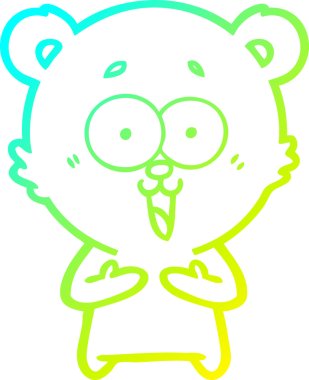 Bir insan tarafından çizilmiş gülen oyuncak ayı çizgi filmi.