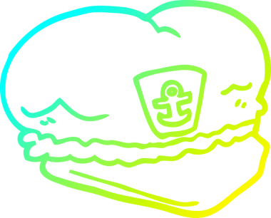 Bir insan tarafından çizilmiş bir denizci şapkasının soğuk çizgi çizimi.