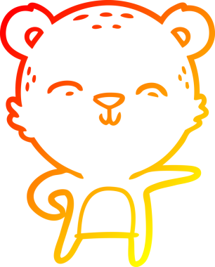 Bir insan tarafından çizilmiş mutlu çizgi film ayısının sıcak çizgi çizimi