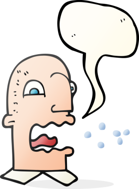 Bir insan tarafından çizilmiş serbest konuşma balonu karikatürü geğiren adam.