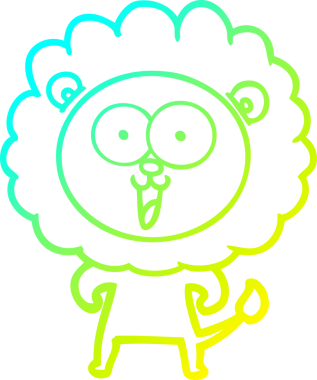 Bir insan tarafından çizilmiş mutlu çizgi film aslanı çizimi.