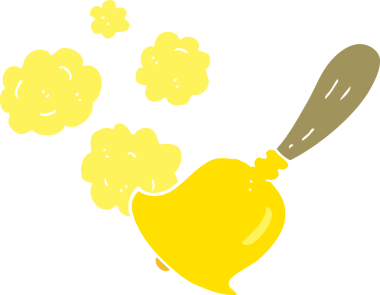 Bir insan tarafından çizilen el çanının düz renk çizimi