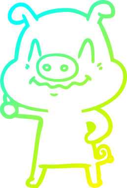 Bir insan tarafından çizilmiş bir domuz çizgi filminin soğuk gradyanı.