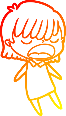 Bir insan tarafından yüksek sesle çizilmiş bir çizgi film kadını çizimi.