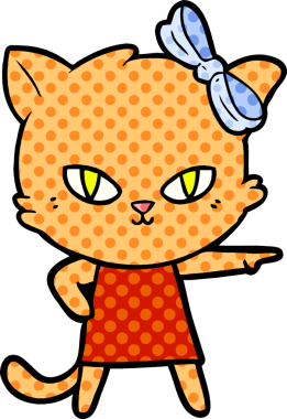 Bir insan tarafından çizilmiş şirin bir çizgi film kedisi.