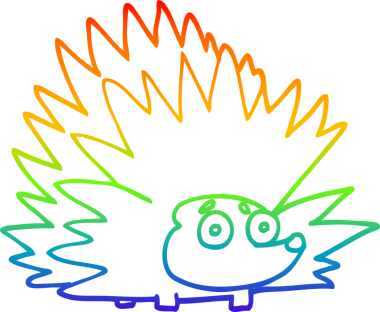 gökkuşağı gradyan çizgi çizimi Bir insan tarafından çizilmiş dikenli kirpi