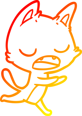 Bir insan tarafından çizilen konuşan kedi çizgi filminin sıcak gradyan çizimi