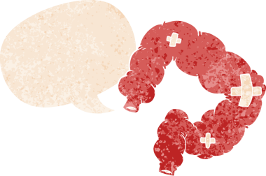 grunge 'da konuşma baloncuğu olan karikatür kolonu bir insan tarafından çizilmiş gerilimli retro desen