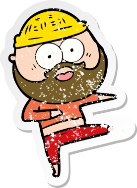 Bir karikatürün hüzünlü çıkartması bir insan tarafından çizilen sakallı adamın dans etmesine şaşırdı.