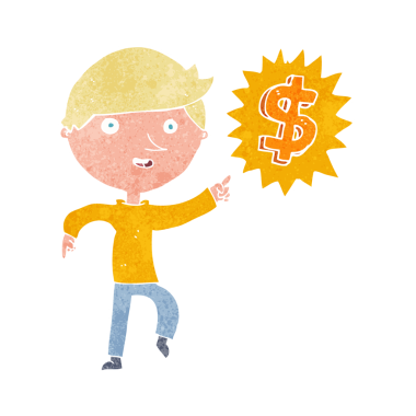 Bir insan tarafından çizilmiş para fikri olan çizgi film adamı.