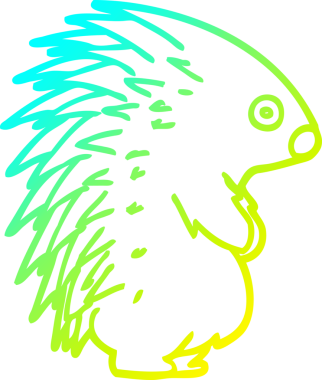 Bir insan tarafından çizilen sivri uçlu kirpinin soğuk gradyan çizimi.