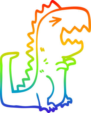 Bir insan tarafından çizilen kükreyen t rex 'in gökkuşağı gradyanı