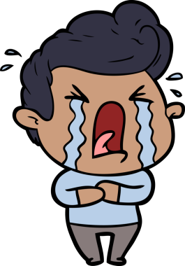 Bir insan tarafından çizilmiş ağlayan bir karikatür.