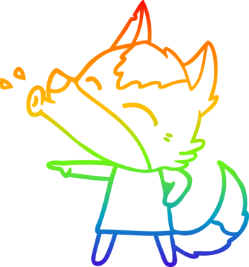 Uluyan bir kurdun insan tarafından çizilmiş gökkuşağı gradyanı çizimi.