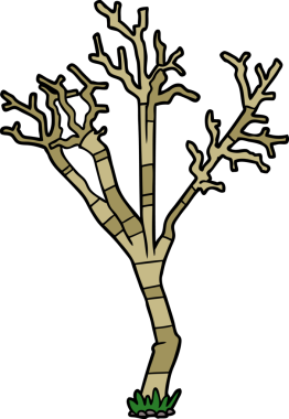 Bir insan tarafından çizilmiş bir kış ağacı.