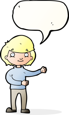 Bir insan tarafından çizilmiş konuşma balonu olan mutlu bir insan çizgi filmi.