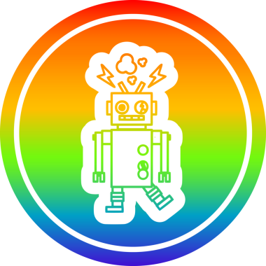 arızalı robot dairesel simgesi gökkuşağı gradyan bir insan tarafından çizilmiş