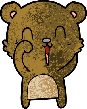 Bir insan tarafından çizilmiş mutlu çizgi film ayısı.