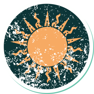 Bir insan tarafından çizilmiş bir güneşin sembolik dövmesi.