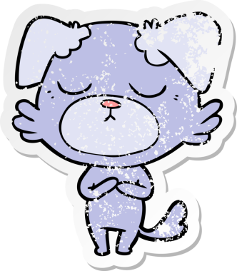 Bir insan tarafından çizilmiş şirin bir köpeğin sıkıntılı çıkartması.