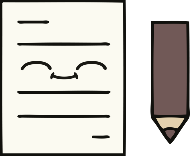 Bir insan tarafından çizilmiş bir test kağıdının sevimli karikatürü.