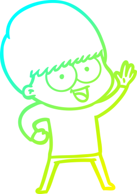 Bir insan tarafından çizilmiş mutlu çizgi film çocuğu çizimi.