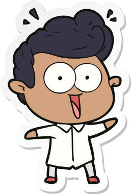 Bir insan tarafından çizilmiş heyecanlı bir adamın çıkartması.