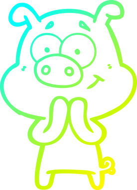 Bir insan tarafından çizilmiş mutlu çizgi film domuzu çizimi.