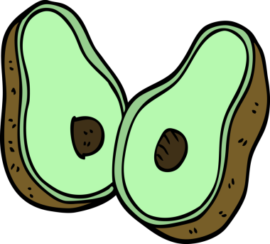 Bir insan tarafından çizilmiş karton avokado.