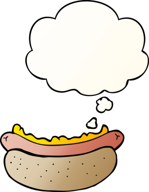 Düşünce baloncuklu çizgi film sosislisi bir insan tarafından çizilmiş.