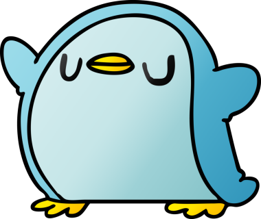 bir insan tarafından çizilmiş sevimli bir penguenin gradyan çizimi kawaii