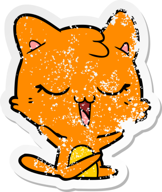 Bir insan tarafından çizilmiş karikatür bir kedinin sıkıntılı çıkartması.