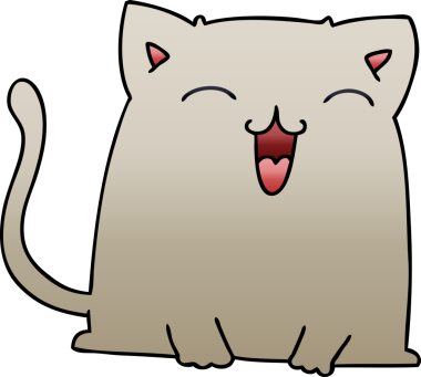 bir insan tarafından çizilmiş gölgelenmiş garip çizgi film kedisi.