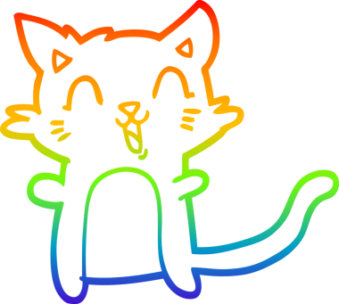 gökkuşağı gradyan çizgi çizimi Bir insan tarafından çizilmiş mutlu kedi