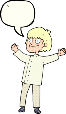 Bir insan tarafından çizilmiş serbest çizilmiş çizgi roman konuşma balonu çizgi film şefi.