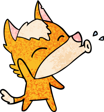 Bir insan tarafından çizilmiş tilki çizgi film karakteri