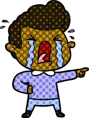 Bir insan tarafından çizilmiş ağlayan bir karikatür.